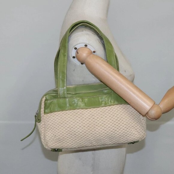 CHANEL Hand Bag Cotton Beige CC Auth - Picture 1 of 16